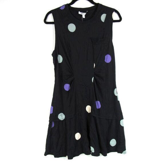Derek Lam 10 Crosby Polka Dot Ruffle Hem Dress Black - Picture 2 of 6